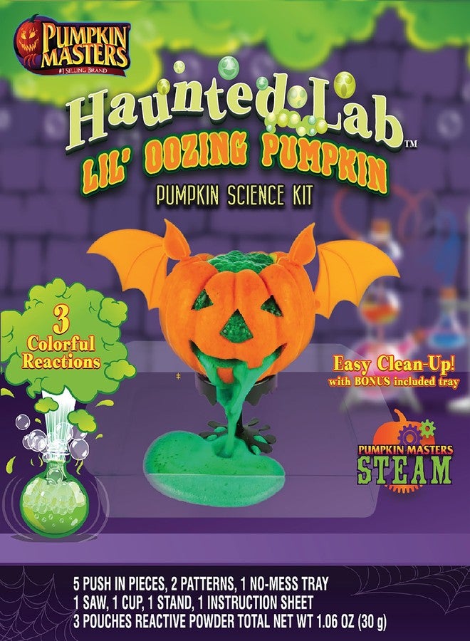 Pumpkin Masters Haunted Lab Lil' Oozing Mini Pumpkin Science Kit, 3 Oozing Packets Included, with Easy Clean-up Tray - Image 2